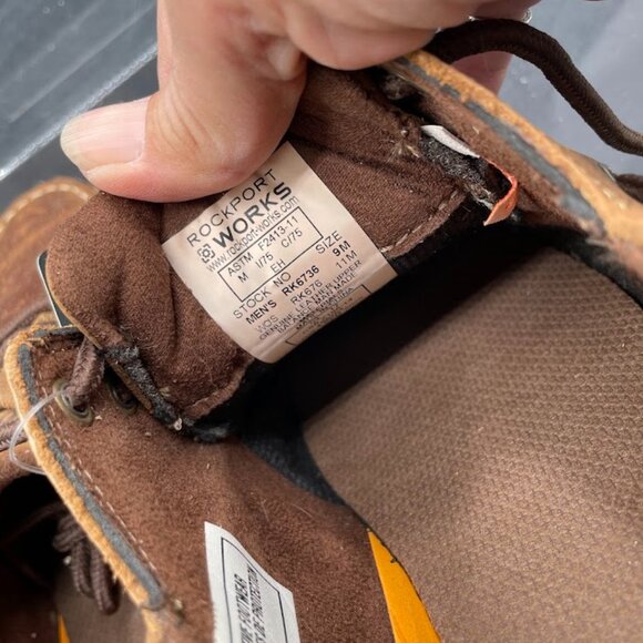 Rockport Works Mens Brown Leather Sailing Club 3 Eye Steel Toe Boat Shoe 9M - Picture 12 of 15
